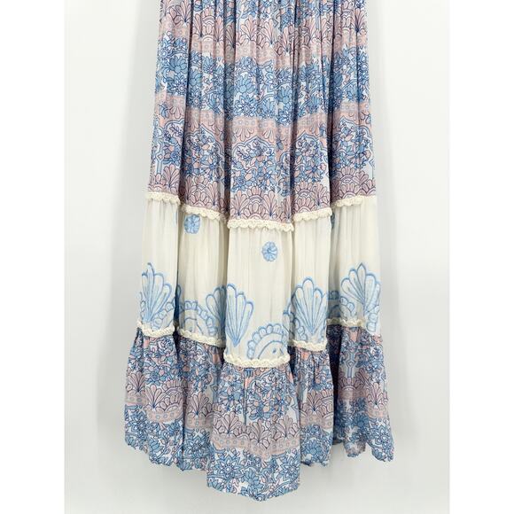 Fillyboo Free People Hummingbird Dress Maxi Floral Off The Shoulder Embroidered - Picture 10 of 16
